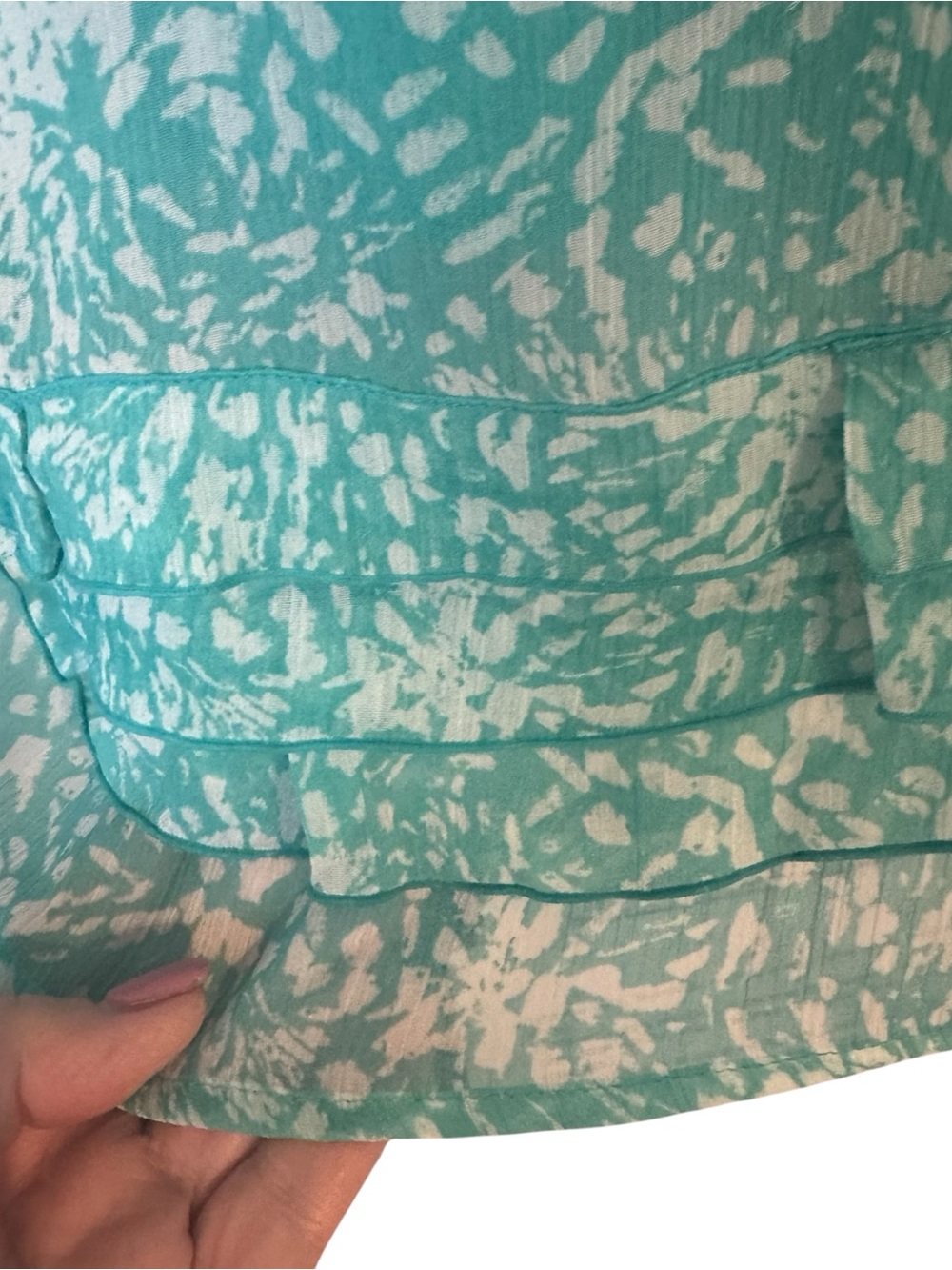OLD NAVY Aqua Floral Double-Layer Attached Tank Top  XLARGE   #11 - Picture 5 of 7